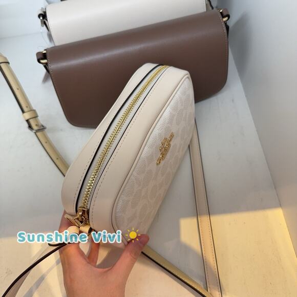 NWT Coach CY752 Mini Jamie Camera Bag In Signature Canvas Gold/White/Chalk - Picture 2 of 9